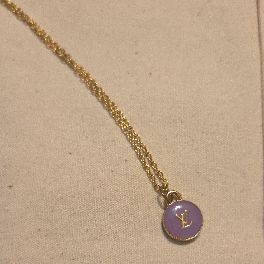 Gold and Purple Pendant/Zipper Pull Necklace